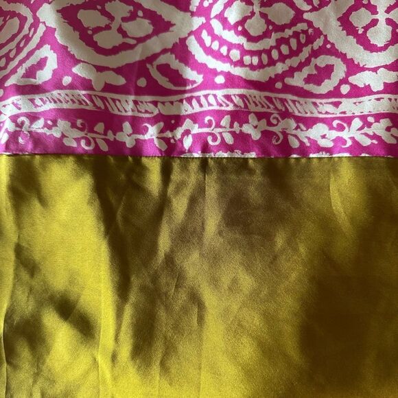 Ann Taylor LOFT 100% Silk tribal maxi cris cross halter Pink, White, & moss Sz 0 - Picture 8 of 9